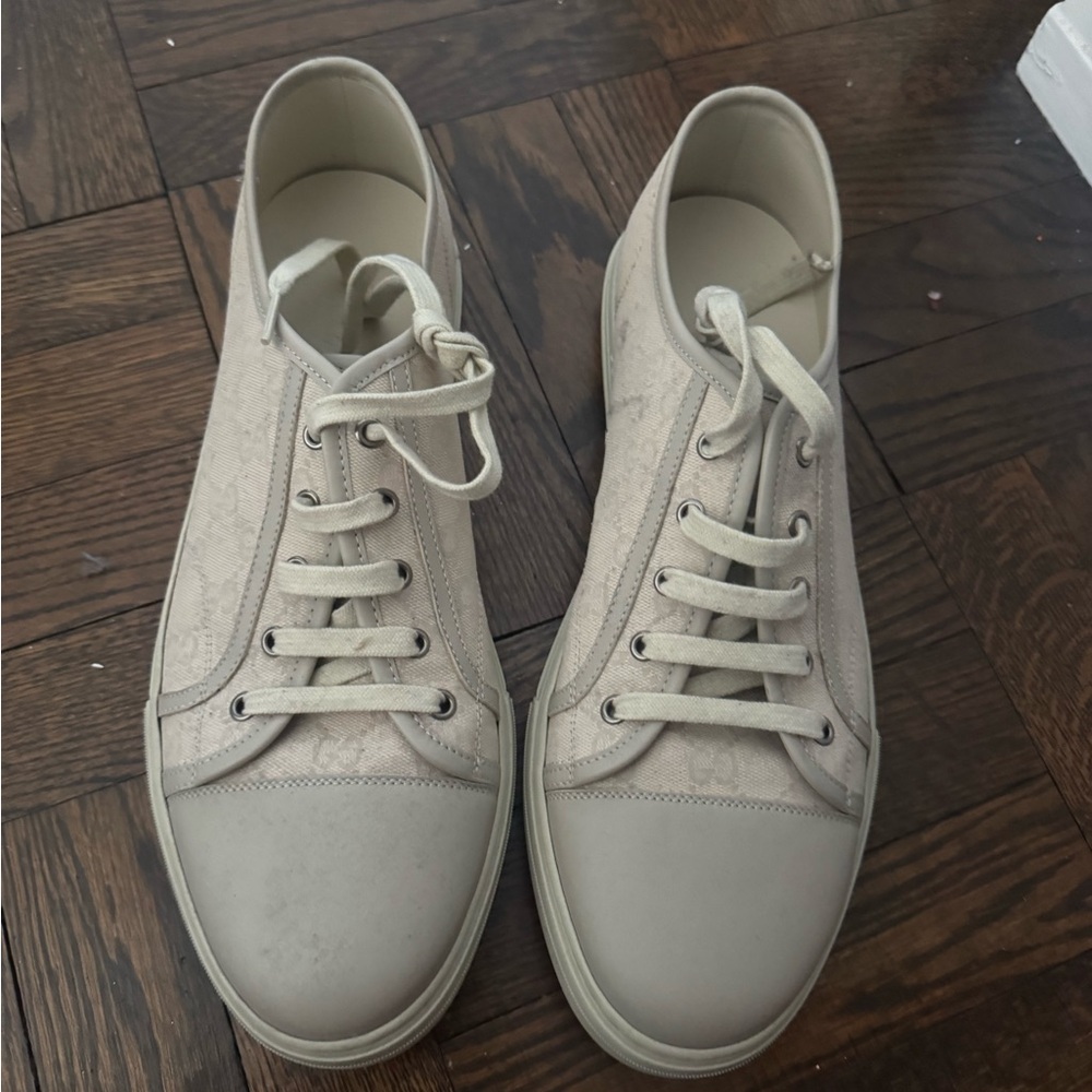 Gucci Men's Cream Low-Top Lace-Up Sneakers Size 12.5 NEW